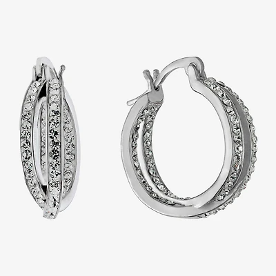 Sparkle Allure Womens Crystal 19mm Hoop Earrings