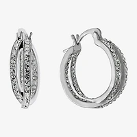 Sparkle Allure Womens Crystal 19mm Hoop Earrings