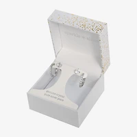 Sparkle Allure Stud & Huggie Hoop Womens Crystal 2 Pair Earring Set
