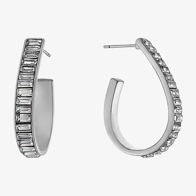 Sparkle Allure Womens Crystal 32mm Hoop Earrings