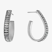 Sparkle Allure Womens Crystal 32mm Hoop Earrings