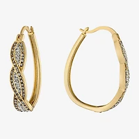 Sparkle Allure Twist Womens Crystal 24K Gold Over Brass 35mm Hoop Earrings