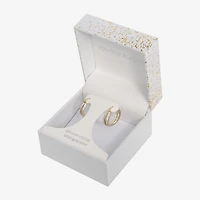 Sparkle Allure Twisted Double Womens Crystal 24K Gold Over Brass 19mm Hoop Earrings