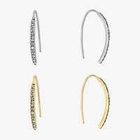 Sparkle Allure Threader Womens Crystal 2 Pair Earring Set