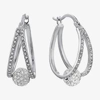 Sparkle Allure Double Womens Crystal 29.2mm Hoop Earrings