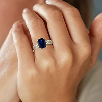 Womens Lab Created Gemstone & 1/8 CT. T.W. Lab Grown Diamond 10K Gold Crossover Side Stone Cocktail Ring