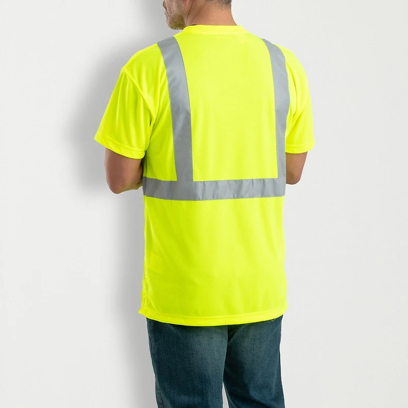Berne Hi Vis Class 2 Performance Big and Tall Mens High Visibility Short Sleeve Safety Shirt
