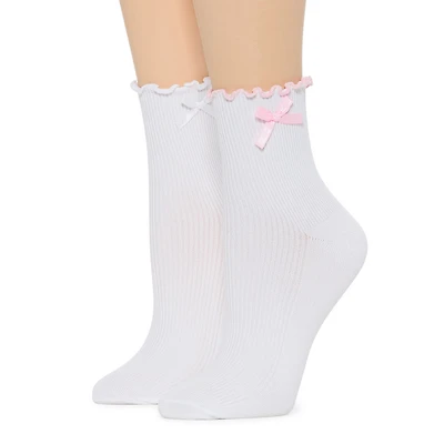 Arizona Lettuce Edge Womens 2 Pair Crew Socks