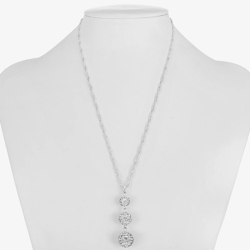 Monet Jewelry Womens Brown Glass Round 17 Inch Pendant Necklace