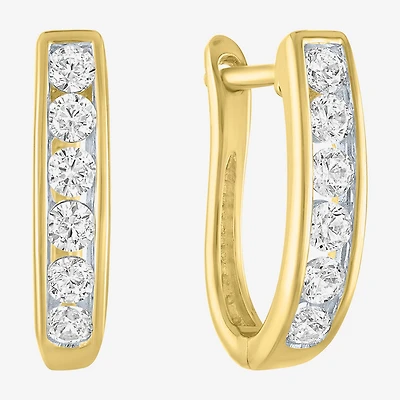 (G-H / I1-I2) Womens 1/3 CT. T.W. Lab Grown White Diamond 10K Gold 13.5mm Hoop Earrings