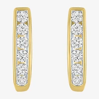 (G-H / I1-I2) Womens 1/3 CT. T.W. Lab Grown White Diamond 10K Gold 13.5mm Hoop Earrings