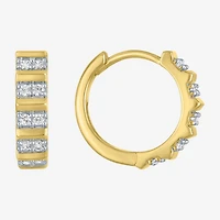 (I1-I2/G-H) Womens 1/6 CT. T.W. Lab Grown White Diamond 10K Gold 13mm Hoop Earrings