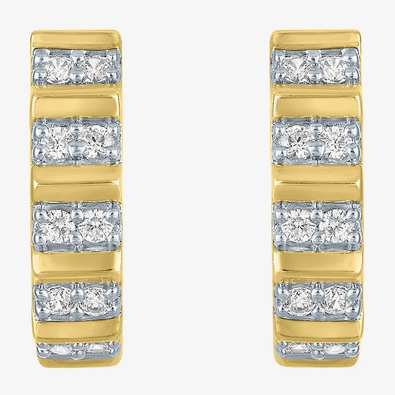 (I1-I2/G-H) Womens 1/6 CT. T.W. Lab Grown White Diamond 10K Gold 13mm Hoop Earrings