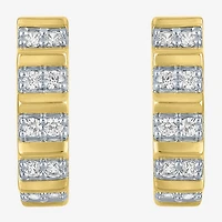 (I1-I2/G-H) Womens 1/6 CT. T.W. Lab Grown White Diamond 10K Gold 13mm Hoop Earrings