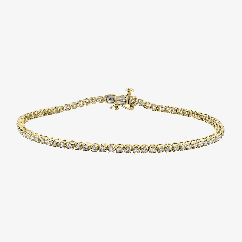 Womens 1 CT. T.W. Lab Grown White Diamond 10K Gold 7.25 Inch Tennis Bracelet
