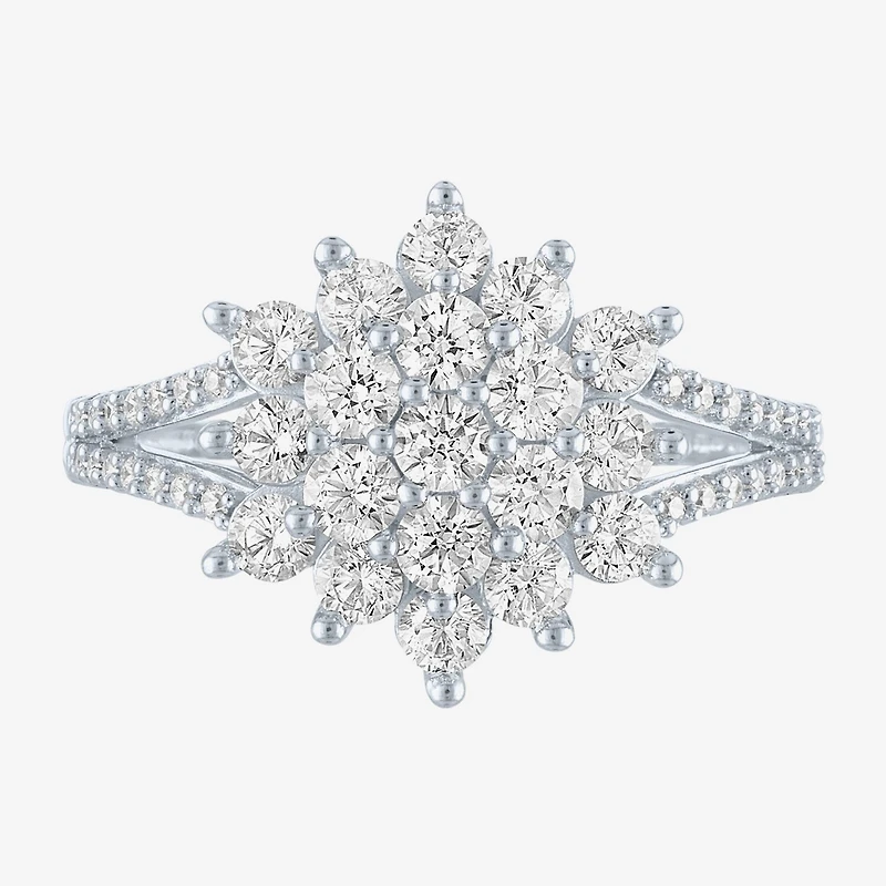 (Si2-I1 / G-H) Womens 1 CT. T.W. Lab Grown White Diamond 10K Gold Cluster Cocktail Ring