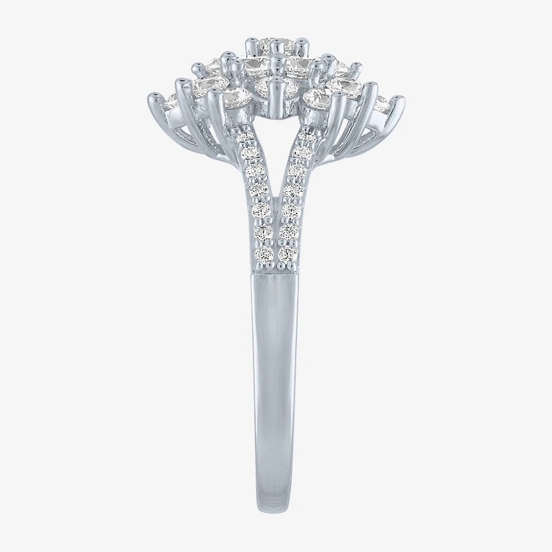 (Si2-I1 / G-H) Womens 1 CT. T.W. Lab Grown White Diamond 10K Gold Cluster Cocktail Ring