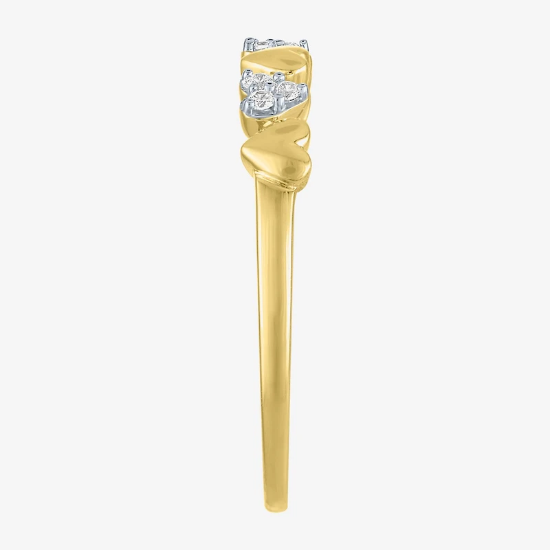 (G-H/ I1-I2) Womens Diamond Accent Lab Grown White 10K Gold Heart Band