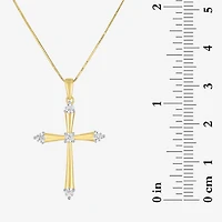 (G-H/ I1-I2) Womens 1/4 CT. T.W. Lab Grown White Diamond 10K Gold Cross 18 Inch Pendant Necklace