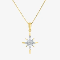 (G-H/I1-I2) North Star Womens Diamond Accent Lab Grown White Diamond 10K Gold Star 18 Inch Pendant Necklace