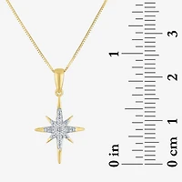 (G-H/I1-I2) North Star Womens Diamond Accent Lab Grown White Diamond 10K Gold Star 18 Inch Pendant Necklace