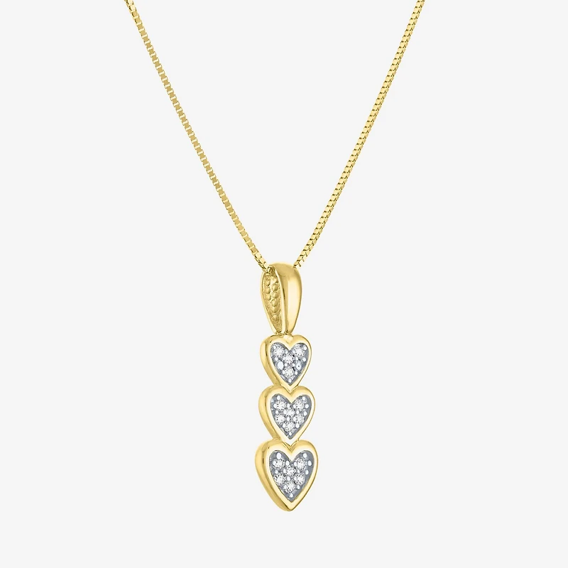 (G-H/I1-I2) Womens Diamond Accent Lab Grown White Diamond 10K Gold Heart 18 Inch Pendant Necklace
