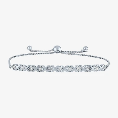 (I1-I2/ G-H) Womens 1/10 CT. T.W. Lab Grown White Diamond Sterling Silver Bolo Bracelet