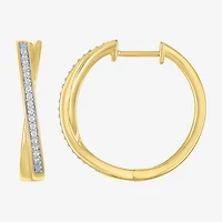 (I1-I2/ G-H) Womens 1/10 CT. T.W. Lab Grown White Diamond 14K Gold Over Silver Sterling Silver 21.9mm Hoop Earrings