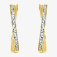 (I1-I2/ G-H) Womens 1/10 CT. T.W. Lab Grown White Diamond 14K Gold Over Silver Sterling Silver 21.9mm Hoop Earrings