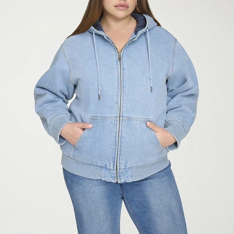 Levi's® Womens Plus Denim Hooded Midweight Bomber Jacket