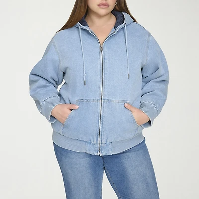 Levi's® Womens Plus Denim Hooded Midweight Bomber Jacket