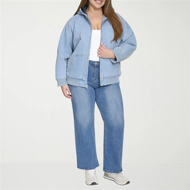 Levi's® Womens Plus Denim Hooded Midweight Bomber Jacket
