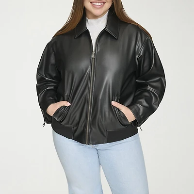 Levi's® Womens Plus Faux Leather Midweight Bomber Jacket