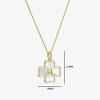 Womens White Mother Of Pearl 18K Gold Over Silver Flower 18 Inch Pendant Necklace