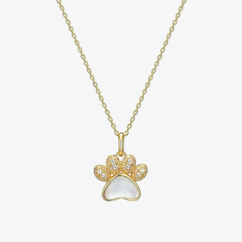 Womens White Mother Of Pearl 18K Gold Over Silver 18 Inch Pendant Necklace