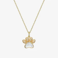 Womens White Mother Of Pearl 18K Gold Over Silver 18 Inch Pendant Necklace