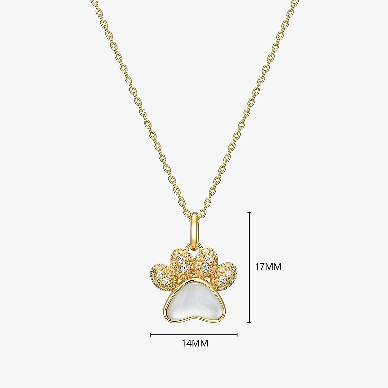Womens White Mother Of Pearl 18K Gold Over Silver 18 Inch Pendant Necklace