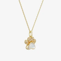 Womens White Mother Of Pearl 18K Gold Over Silver 18 Inch Pendant Necklace