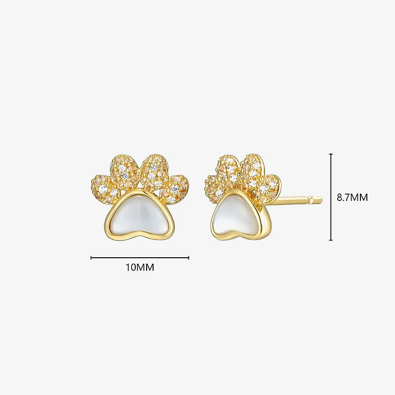White Mother Of Pearl 18K Gold Over Silver 8.8mm Stud Earrings