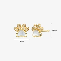 White Mother Of Pearl 18K Gold Over Silver 8.8mm Stud Earrings