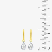 (F / Vs2) Womens 1 CT. T.W. Lab Grown White Diamond 10K Two Tone Gold 25mm Pear Hoop Earrings