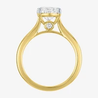 (G / Si1-Si2) Womens 3 CT. T.W. Lab Grown White Diamond Sterling Silver Oval Engagement Ring