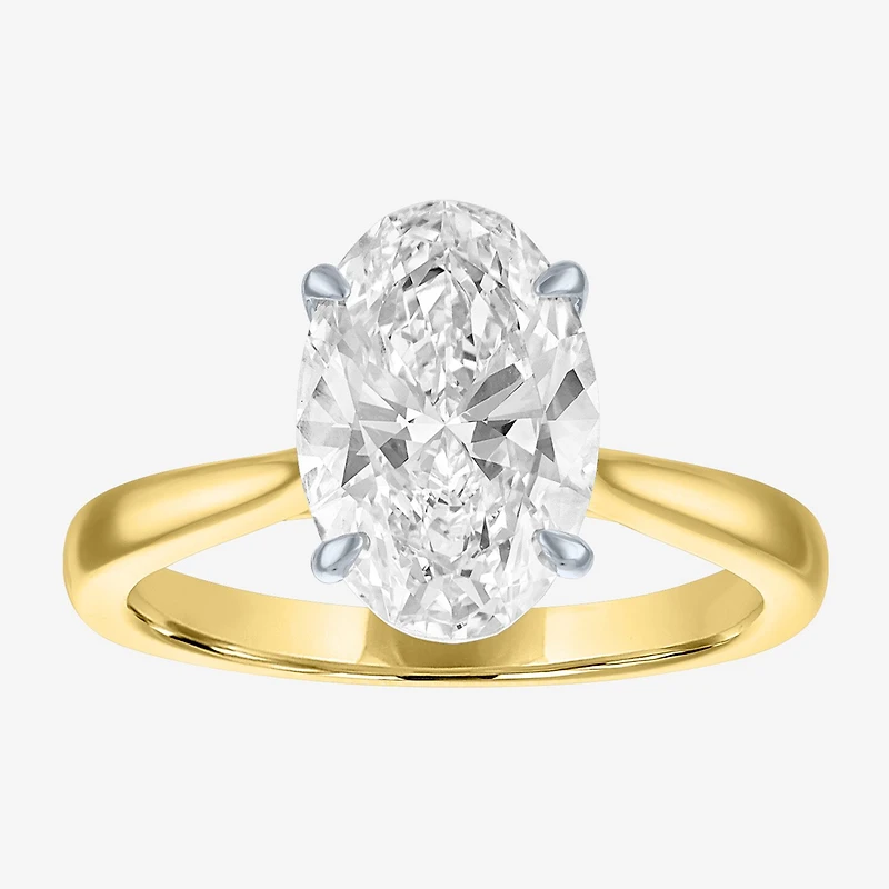 (G / Si1-Si2) Womens 3 CT. T.W. Lab Grown White Diamond Sterling Silver Oval Engagement Ring