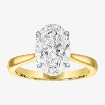 (G / Si1-Si2) Womens 3 CT. T.W. Lab Grown White Diamond Sterling Silver Oval Engagement Ring