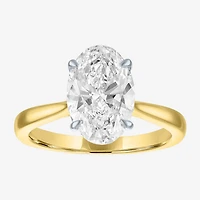(G / Si1-Si2) Womens 3 CT. T.W. Lab Grown White Diamond Sterling Silver Oval Engagement Ring