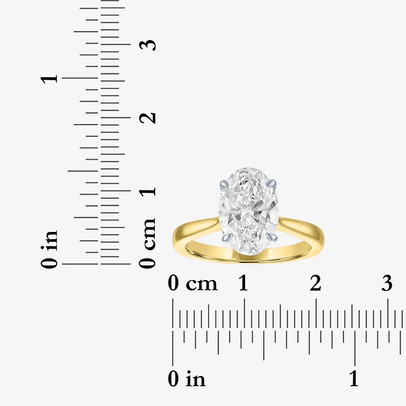(G / Si1-Si2) Womens 3 CT. T.W. Lab Grown White Diamond Sterling Silver Oval Engagement Ring