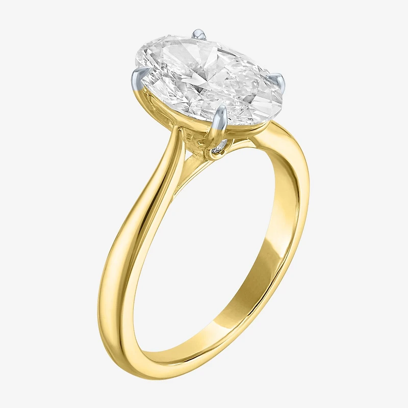 (G / Si1-Si2) Womens 3 CT. T.W. Lab Grown White Diamond Sterling Silver Oval Engagement Ring