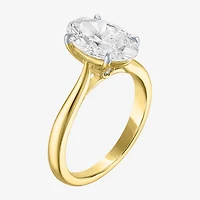 (G / Si1-Si2) Womens 3 CT. T.W. Lab Grown White Diamond Sterling Silver Oval Engagement Ring