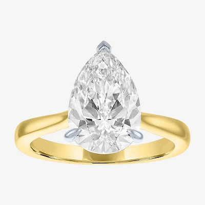 (G / Si1-Si2) Womens 3 CT. T.W. Lab Grown White Diamond Sterling Silver Pear Engagement Ring