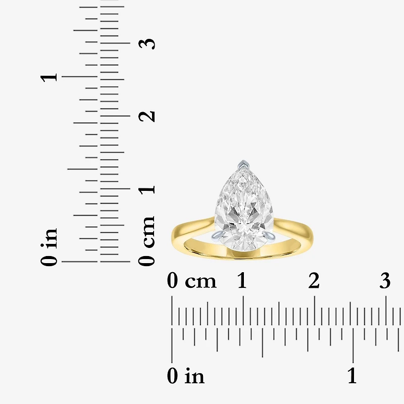 (G / Si1-Si2) Womens 3 CT. T.W. Lab Grown White Diamond Sterling Silver Pear Engagement Ring